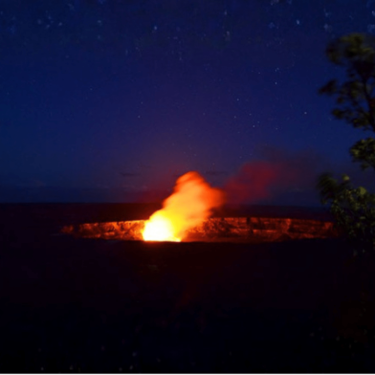 Erupting volcanoes with lava and smoke in different stages and times.